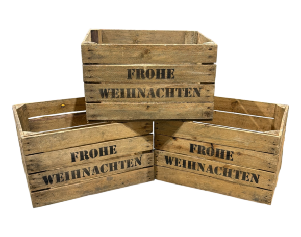 Gebruikte houten fruitkist - Frohe Weihnachten &ndash; L50xB40xH30cm1