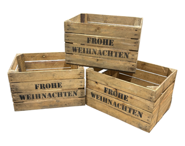 Gebruikte houten fruitkist - Frohe Weihnachten &ndash; L50xB40xH30cm1