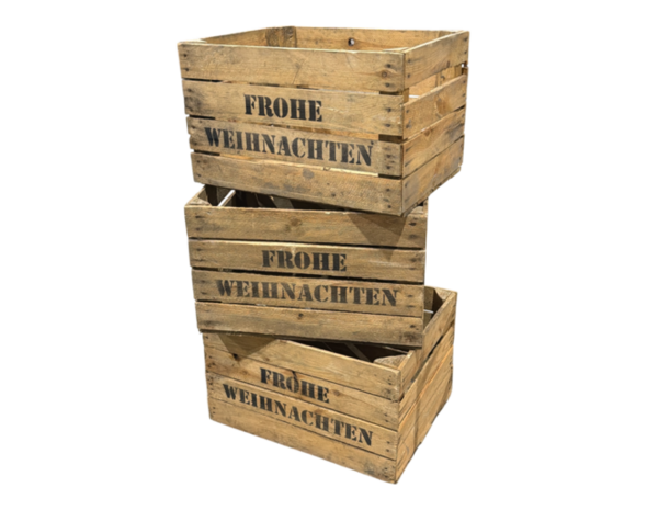 Gebruikte houten fruitkist - Frohe Weihnachten &ndash; L50xB40xH30cm1