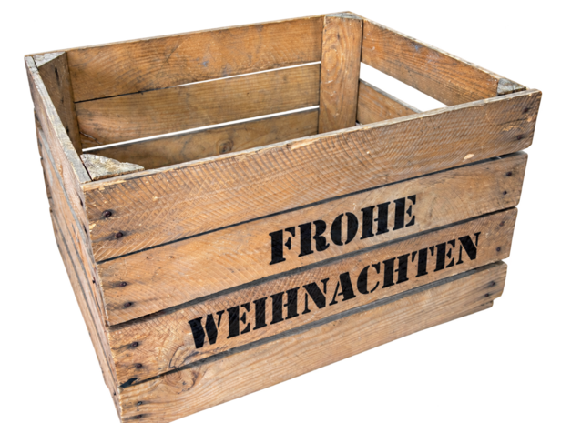 Gebruikte houten fruitkist - Frohe Weihnachten &ndash; L50xB40xH30cm1