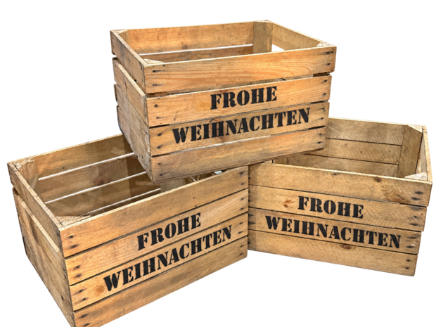 Gebruikte houten fruitkist - Frohe Weihnachten &ndash; L50xB40xH30cm1