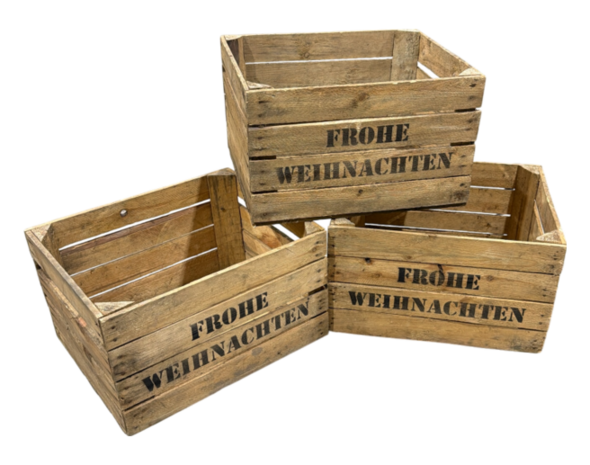 Gebruikte houten fruitkist - Frohe Weihnachten &ndash; L50xB40xH30cm1