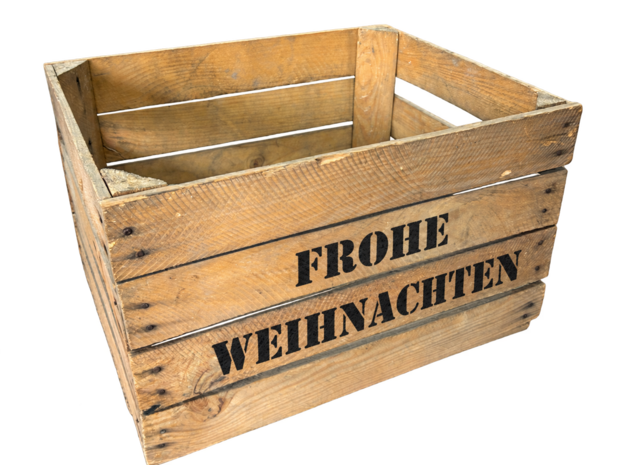 Gebruikte houten fruitkist - Frohe Weihnachten &ndash; L50xB40xH30cm1
