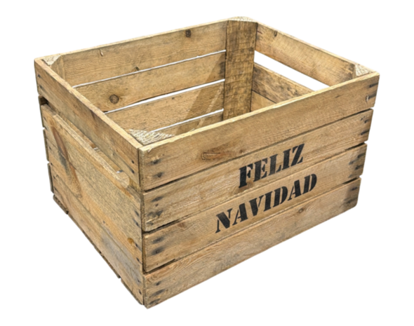 Gebruikte houten fruitkist - Feliz Navidad &ndash; L50xB40xH30cm