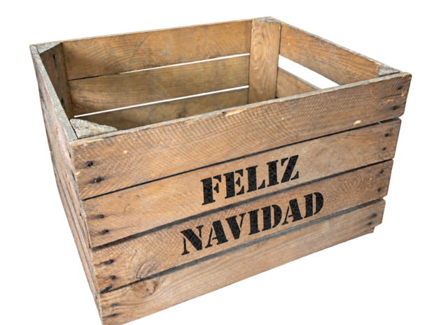Gebruikte houten fruitkist - Feliz Navidad &ndash; L50xB40xH30cm