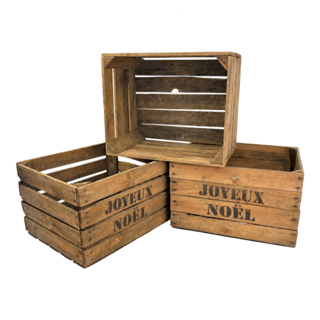 Gebruikte houten fruitkist - Joyeux No&euml;l &ndash; L50xB40xH30cm