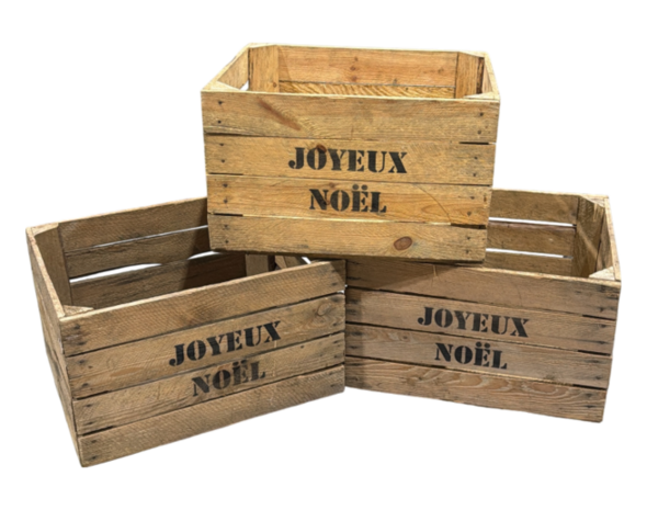 Gebruikte houten fruitkist - Joyeux No&euml;l &ndash; L50xB40xH30cm