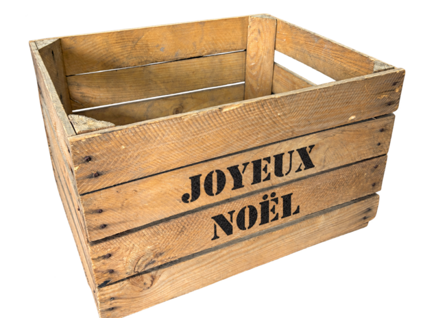 Gebruikte houten fruitkist - Joyeux No&euml;l &ndash; L50xB40xH30cm