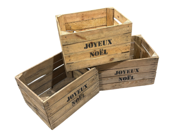 Gebruikte houten fruitkist - Joyeux No&euml;l &ndash; L50xB40xH30cm