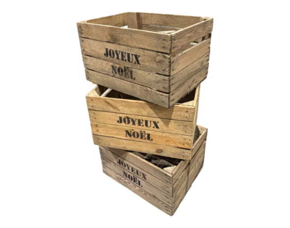 Gebruikte houten fruitkist - Joyeux No&euml;l &ndash; L50xB40xH30cm
