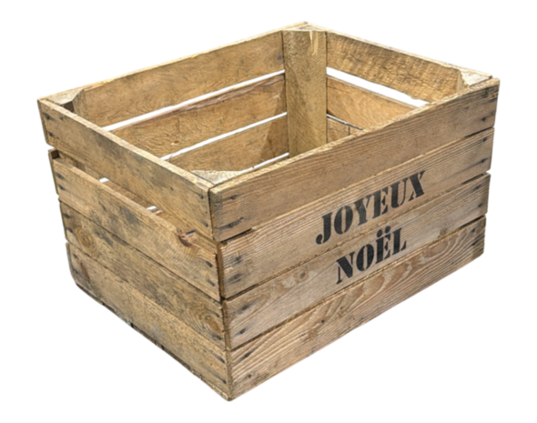 Gebruikte houten fruitkist - Joyeux No&euml;l &ndash; L50xB40xH30cm