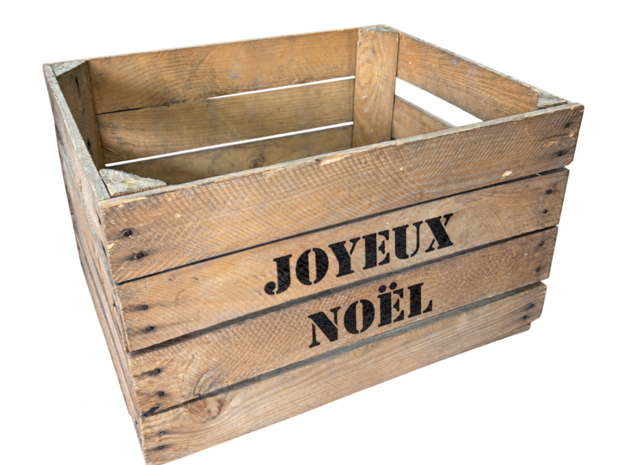 Gebruikte houten fruitkist - Joyeux No&euml;l &ndash; L50xB40xH30cm