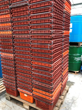 Pallet Curver kunststof beugelkist(gebruikt) Roodbruin / bruin / Oranje 49,5x40x26cm