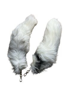 Vossenstaart 35cm  Wit zwart (met sleutelhanger)