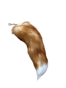 Vossenstaart 35cm  Roodbruin Wit  (met sleutelhanger)