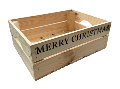 Nieuw kistje met handgrepen L40xB30xH15 Merry Christmas Nieuw kistje met handgrepen L40xB30xH15 Merry Christmas