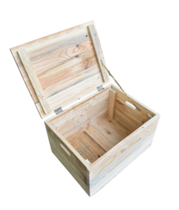 Klepkist (zeer stevig!) met vaste deksel nieuw gemaakt van gebruikt hout - Naturel 48.5cm Klepkist (zeer stevig!) met vaste deksel nieuw gemaakt van gebruikt hout - Naturel 48.5cm